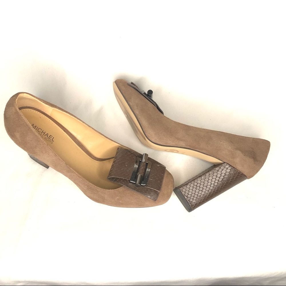 Michael Kors Leather Slip on Heels Sz 7 1/2 - Picture 11 of 16